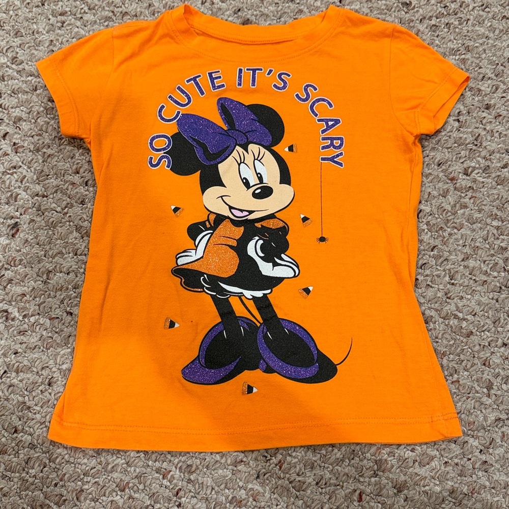 Disney Minnie Orange Tee with Purple Glitter Accents - size 6/6X